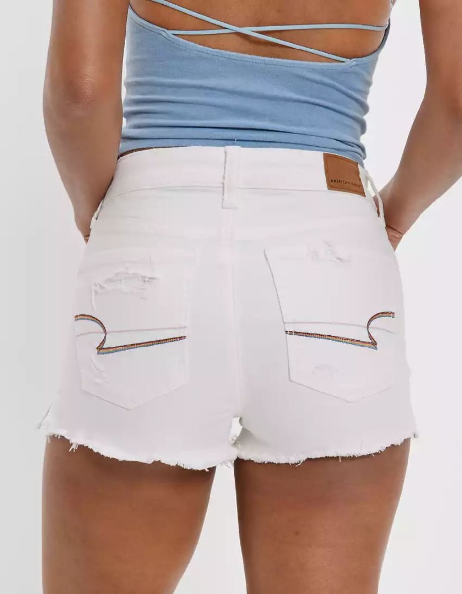 Shorts American Eagle AE Pride Ne(x)t Level High-Waisted Denim Blanche Femme | CWE-36712738